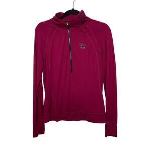 Pink Victoria’s Secret Ultimate Sweater Logo 1/2 Zip Mock Neck Athletic Pink M